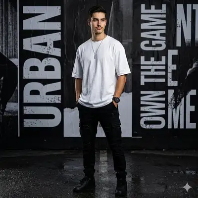 Urban-Noir-Modeposter mit kräftiger Typografie