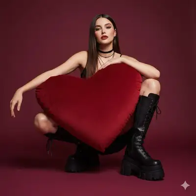 Cinematic Fashion Editorial with Velvet Heart Prop