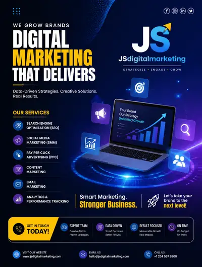 Modern tech digital marketing agency poster design