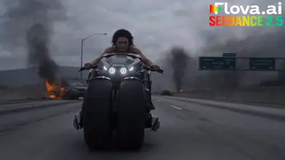 Cinematic Sci-Fi Action Motorcycle Chase
