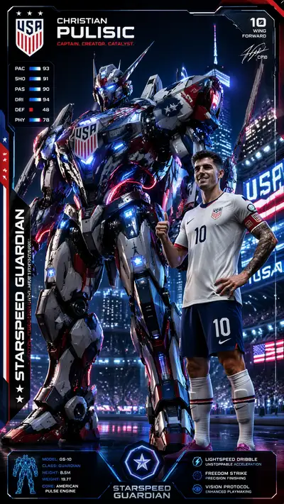 USA World Cup mech poster: Starspeed Guardian with Pulisic
