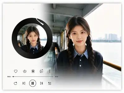 Music-Player Portrait Collage Prompt