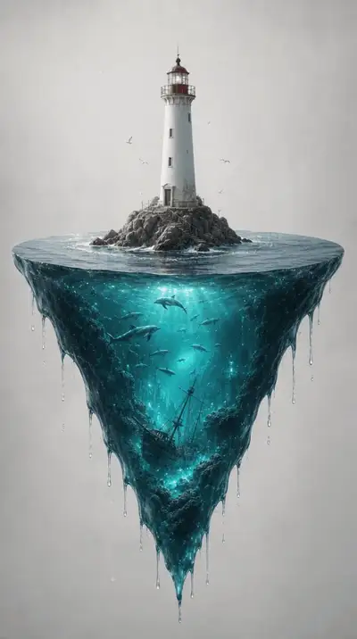 Floating Ocean with Lighthouse and Underwater World