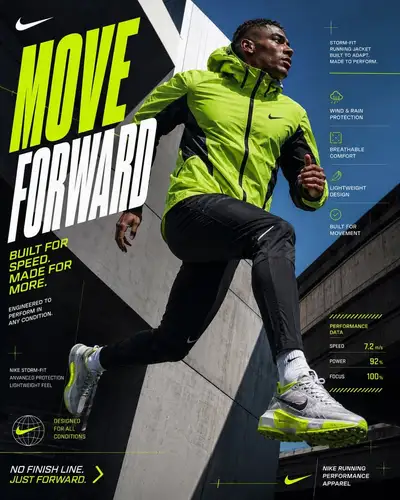 Nike Outerwear Campaign Poster With Athlete in Motion