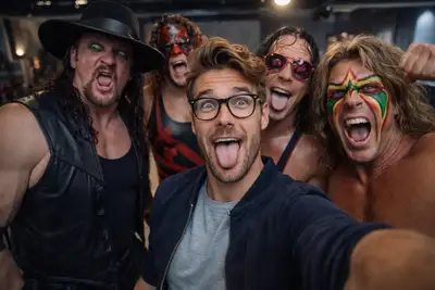 Ultra-Realistic Selfie with Wrestlers