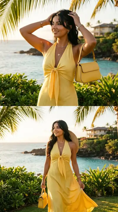 Luxury Tropical Vacation Fashion Editorial Collage