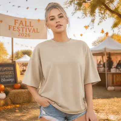 Fall Festival Oversized T-Shirt Apparel Mockup