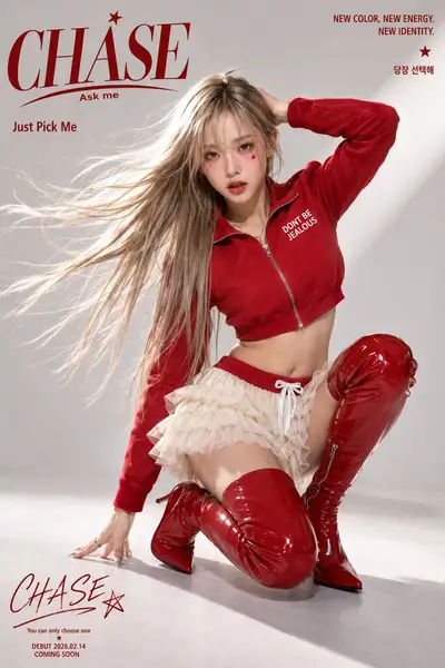 Koreanisches Idol-Tanz-Charisma-Porträt mit purpurroter Kurzjacke