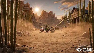 Panda cub western standoff comedy, 3D animated short