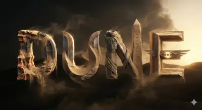 Cinematic 3D typography sculpted from a character's story