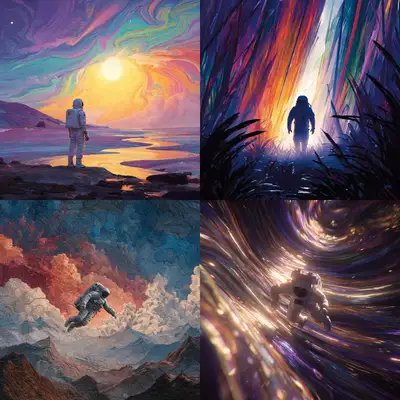 Astronaut in Magical Lyrical Abstraction AI Art Prompt