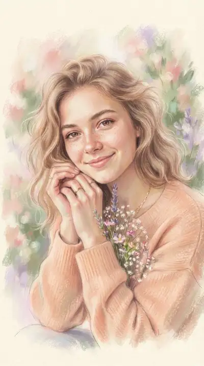 Soft Pastel Portrait of a Young Woman