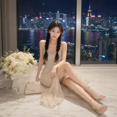 Luxury Night Skyline Portrait Prompt