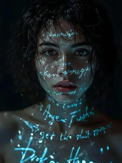 Cinematic Neon Portrait of a Woman in Rain
