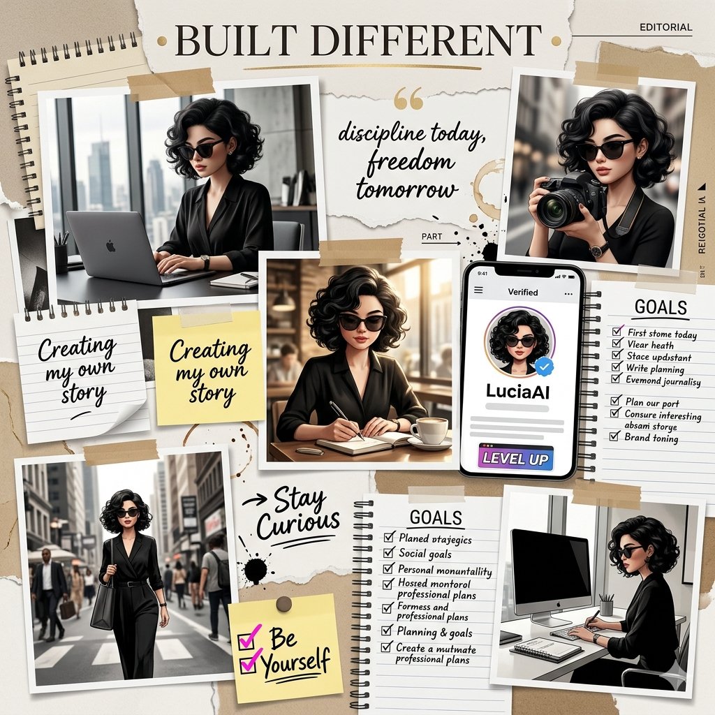 Scrapbook-style personal branding vision board collage