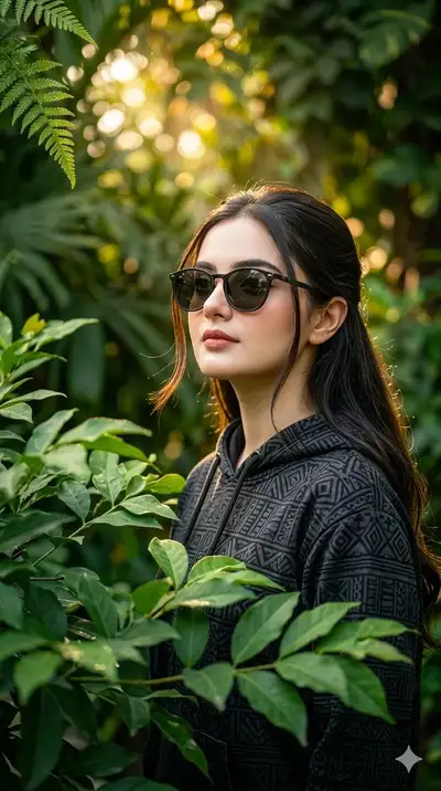 Cinematic Portrait in Tropical Garden