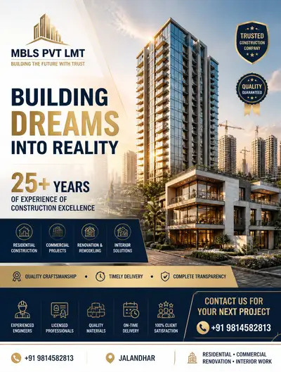 Premium construction company advertisement poster, MBLS