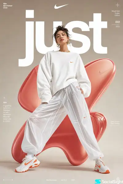 Futuristic sportswear editorial poster with 3D blob shapes