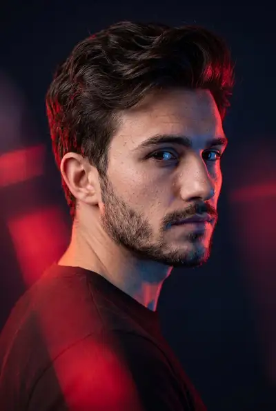 Ultra-Realistic Cinematic Portrait with Red Rim Lighting