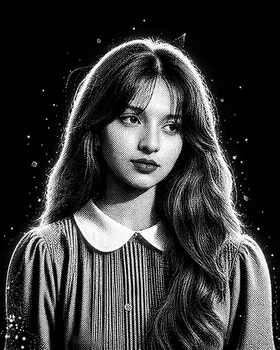 Cinematic Black-and-White Halftone Portrait