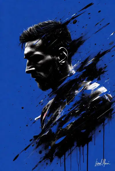 Retrato de silhueta dramática com respingo de tinta azul elétrico