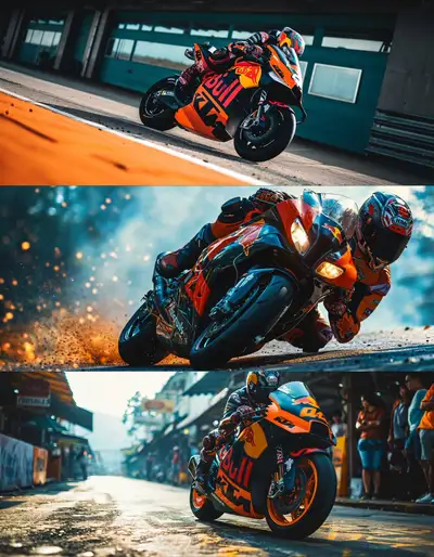 Dynamic Motorcycle Racing Photo Prompt