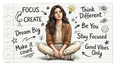 Motivational Concept Art Illustration with Doodles