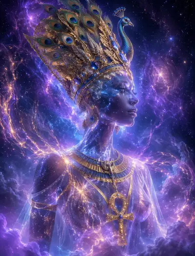 Cosmic 3D digital portrait of Nefertiti made of stars