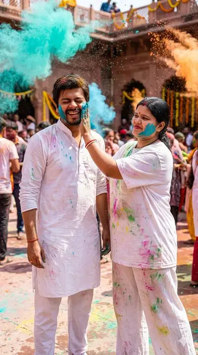 Ultra-Realistic Holi Couple Photography Prompt
