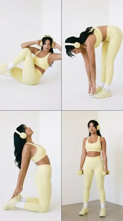 Fitness Editorial 2x2 Pose Grid with Identity Lock