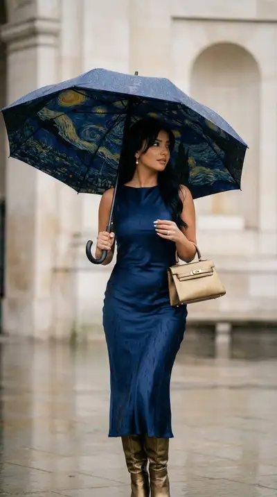 Cinematic Rain Fashion Transformation Prompt