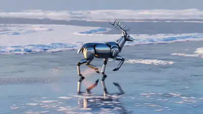 Mechanical Deer on Frozen Lake
