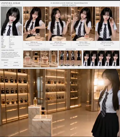 Luxury boutique perfume commercial with morphing bottles