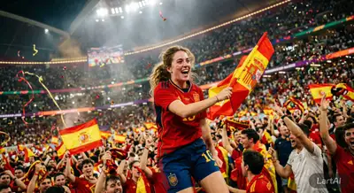 Spain World Cup Stadium Celebration Scene
