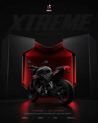 Motorcycle reveal poster, controlled unsealing concept
