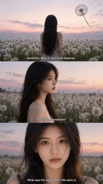 Cinematic Dandelion Field Triptych