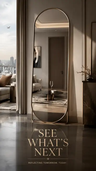 Conceptual luxury mirror ad that reflects the near future
