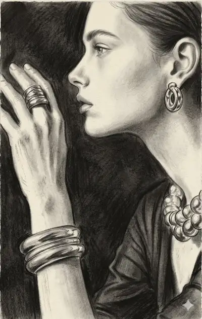 Retrato en Carboncillo de una Mujer