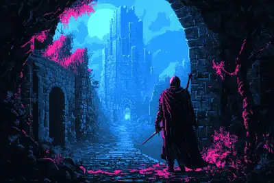 Retro Pixel Art Labyrinth Prompt