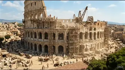 Colosseum Construction 80 AD Cinematic Prompt