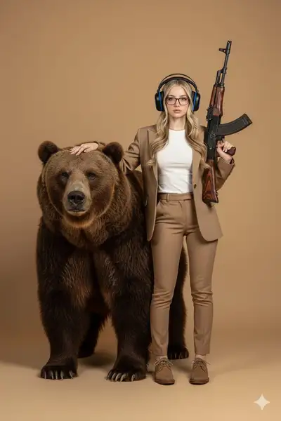 Surreal Studio Portrait with Grizzly Bear