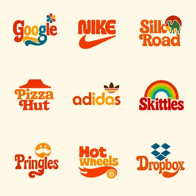 Recrear logotipo Nike en estilo retro años 70