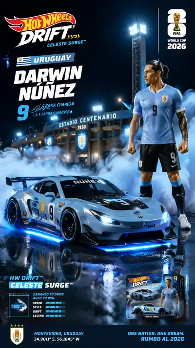Hot Wheels poster of Darwin Nunez as Celeste Surge drift car