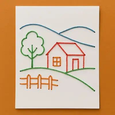 Cat Thread Art on Punched Paper