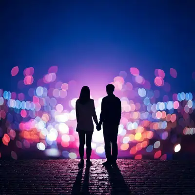 Urban Neon Bokeh Couple Silhouette Prompt