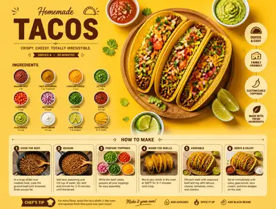 Premium Taco Recipe Infographic Poster