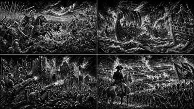 Schwarzer Hintergrund Scratchboard Empire Battle Style