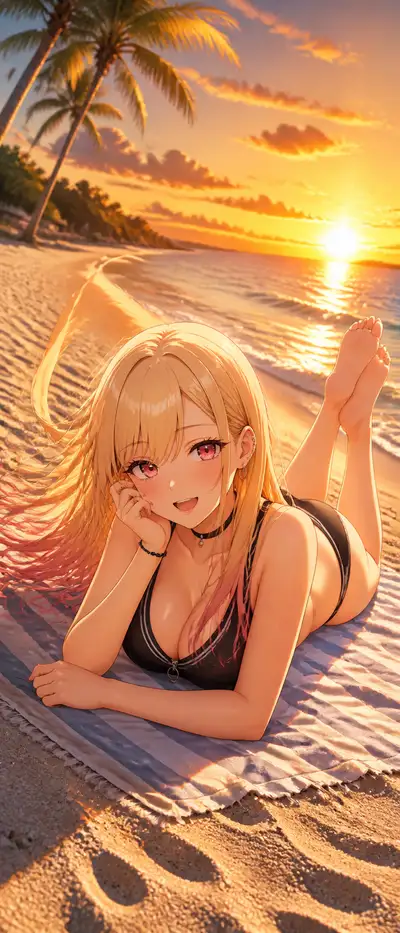 Marin Kitagawa Beach Anime Scene