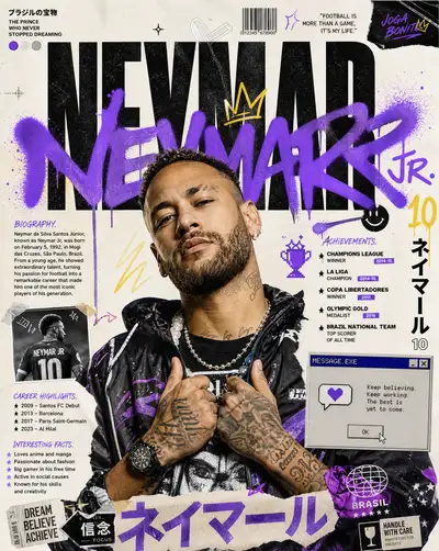 Neymar Jr Japanese street-art editorial poster