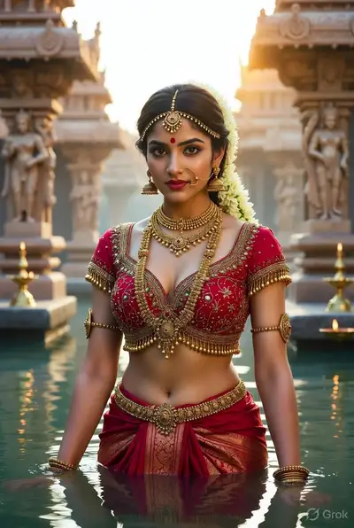 South Indian Royal Aesthetic Temple Tank Portrait